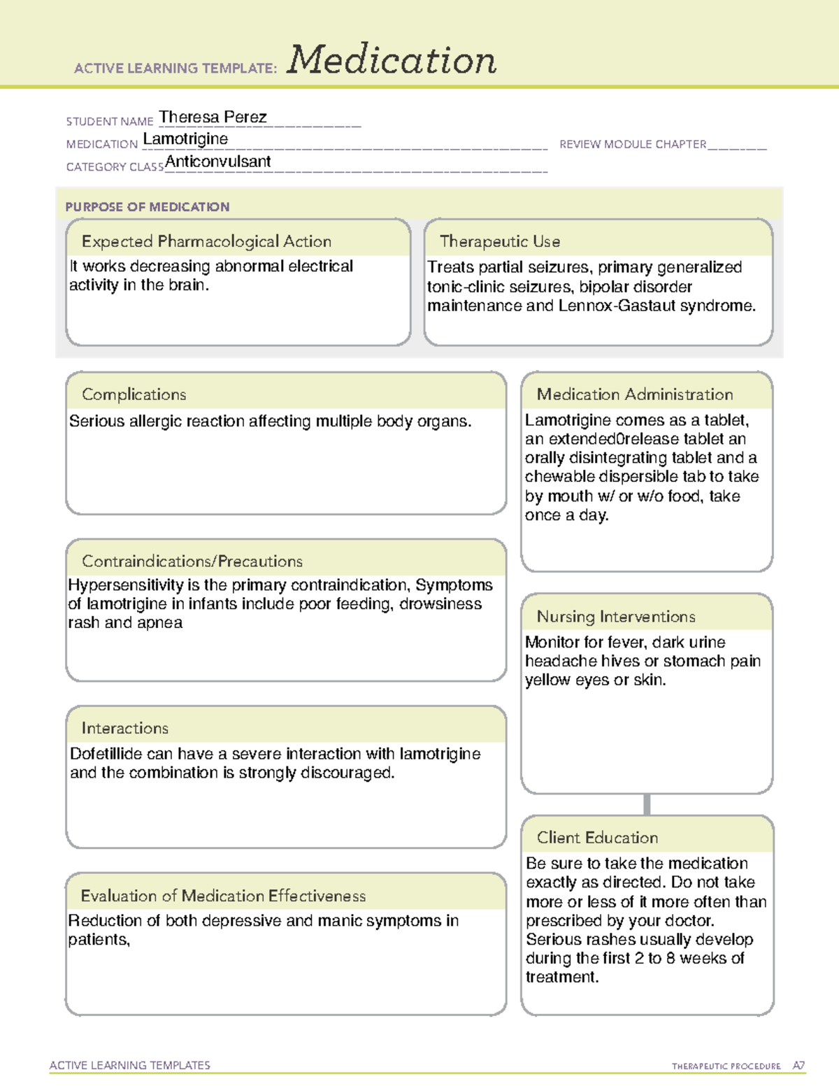 Lamotrigine Med 6:7:23 - ACTIVE LEARNING TEMPLATES THERAPEUTIC ...