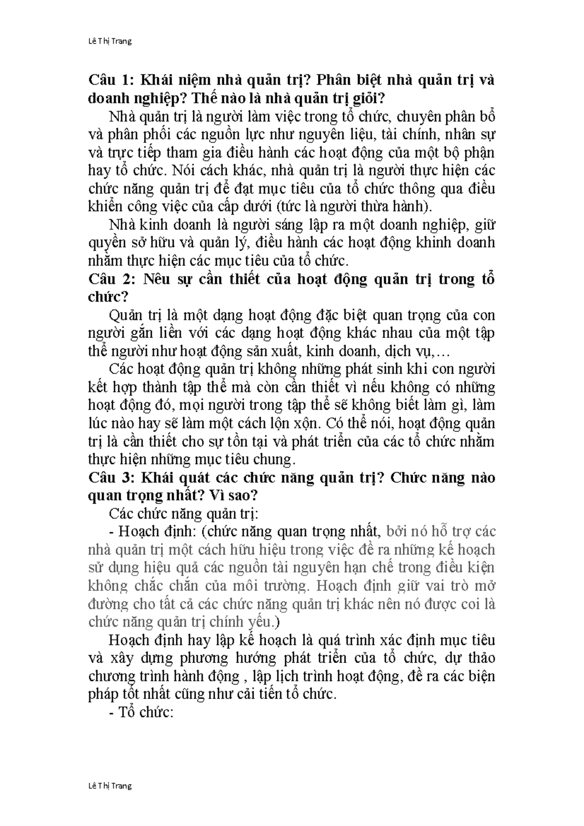 Quan Tri Hoc Finish - Câu 1: Khái niệm nhà quản trị? Phân biệt nhà quản trị và doanh nghiệp? Thế nào - Studocu
