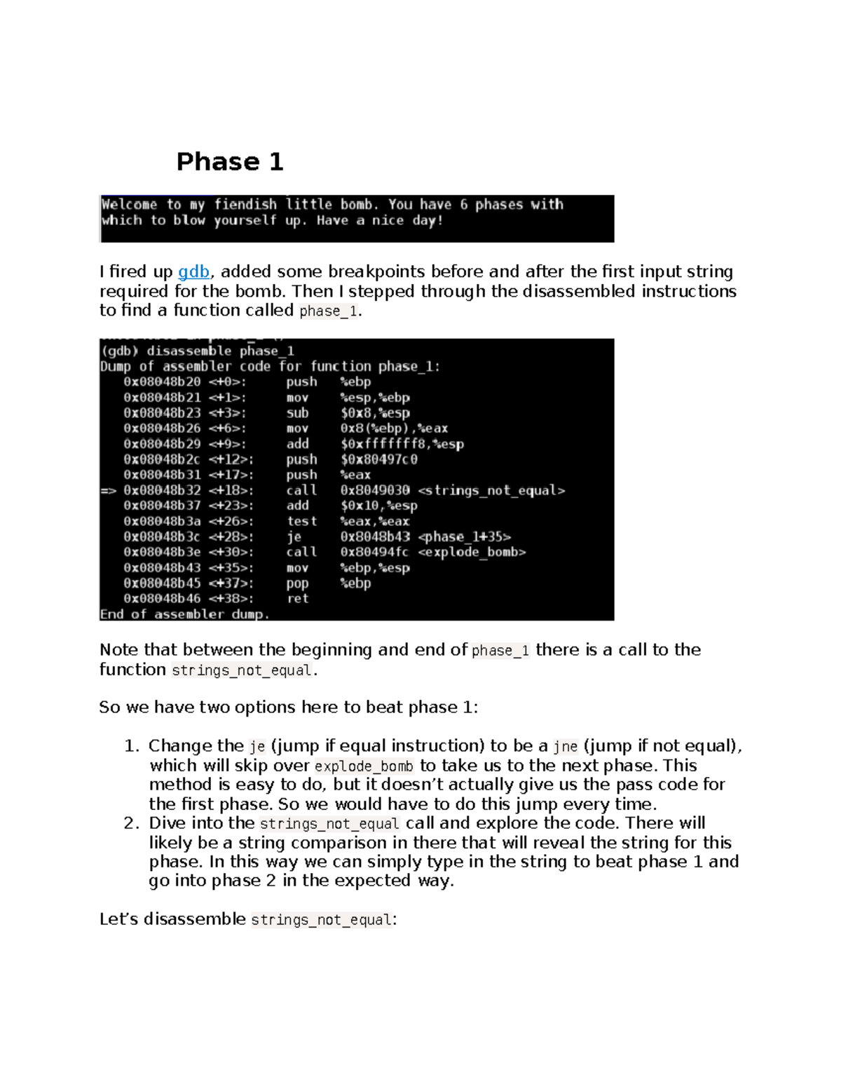 Fiver project - i need that - Phase 1 I fired up gdb, added some ...