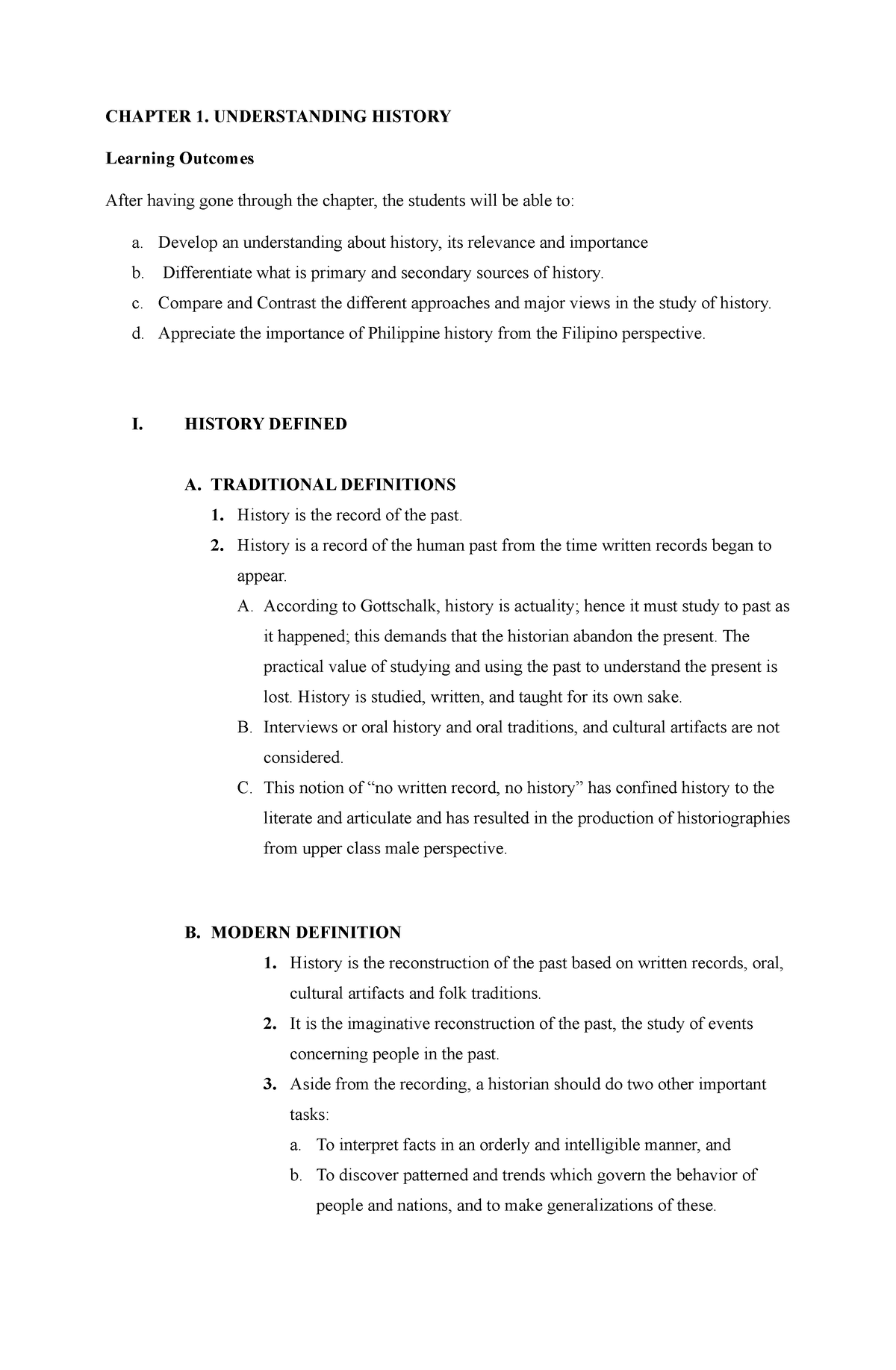 Module 1- Understanding History - CHAPTER 1. UNDERSTANDING HISTORY ...