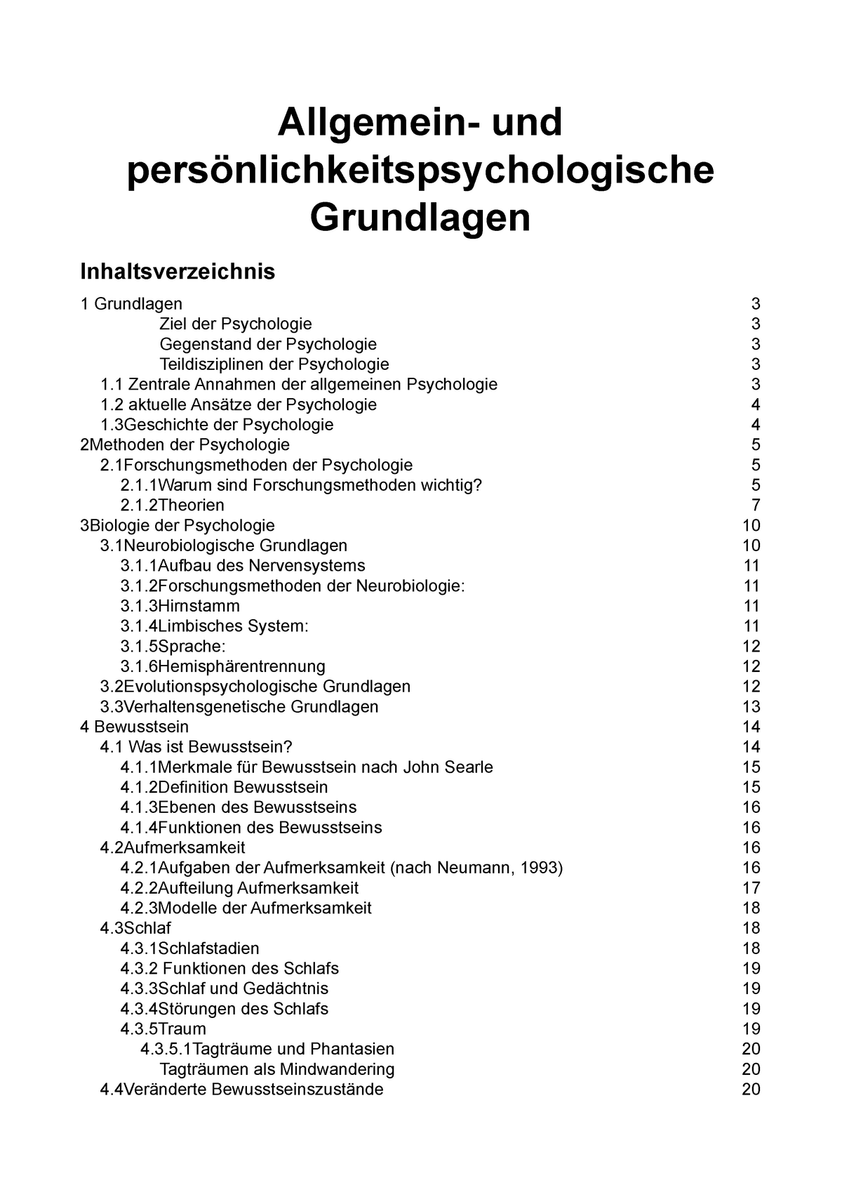 Mitschriften Grundlagen Psychologie - Allgemeinpsychologische ...