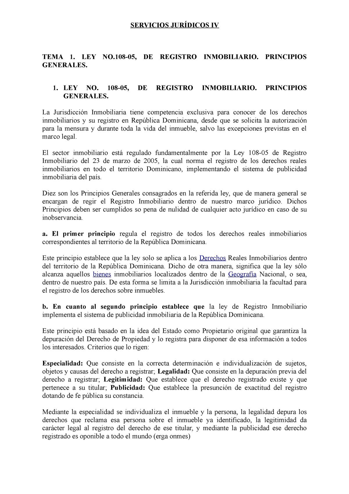 1- Tema 1. Ley No.108-05, De Registro Inmobiliario. Principios ...