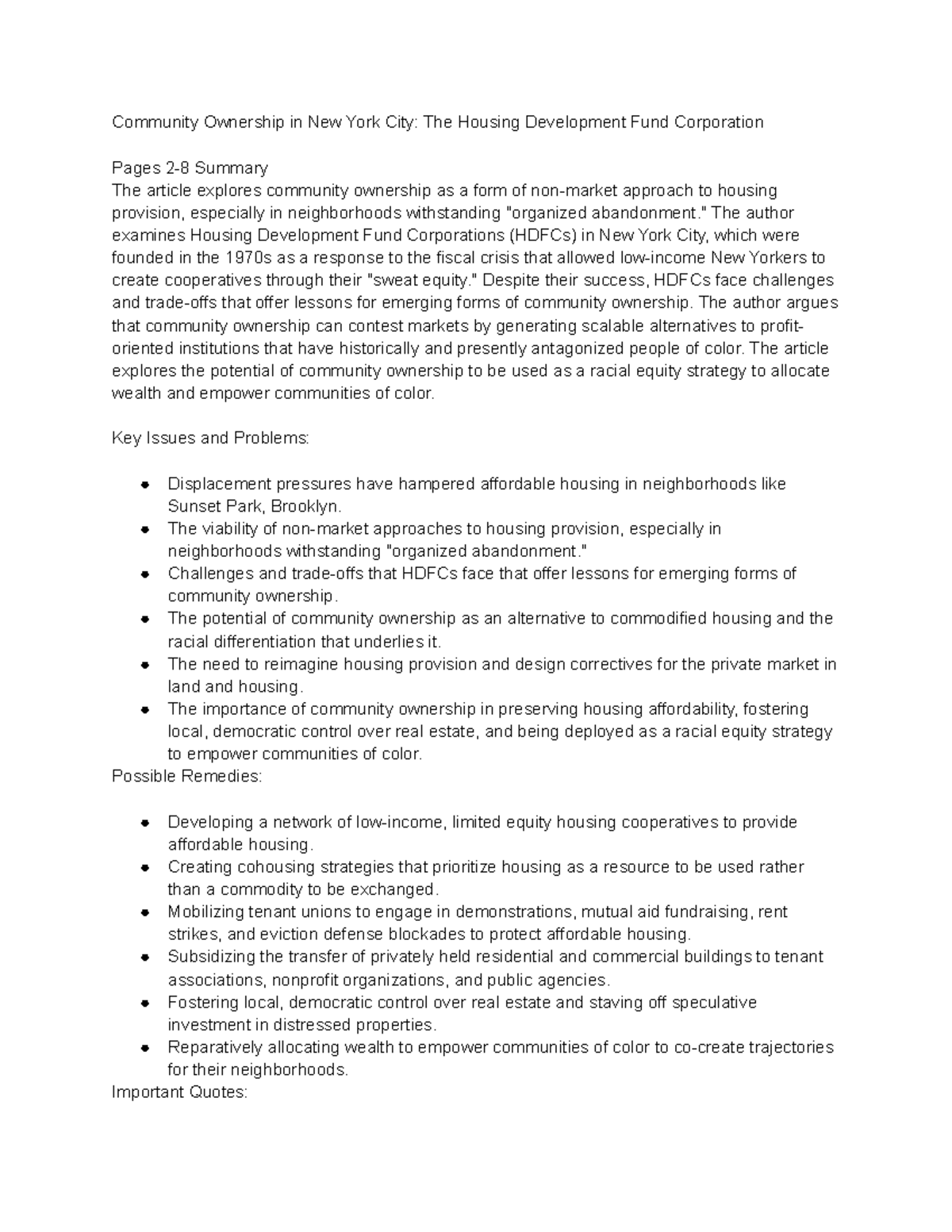 Community Ownership in New York City The Housing Development Fund