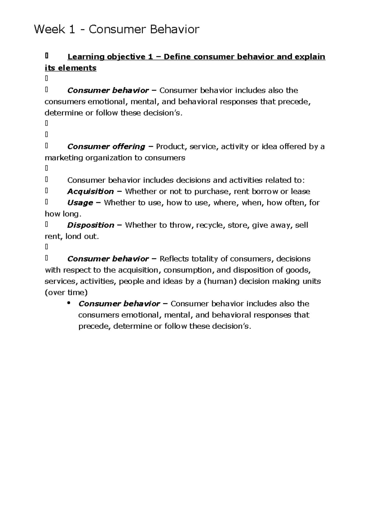 Week 1 - Consumer Behaviour - Week 1 - Consumer Behavior Learning ...