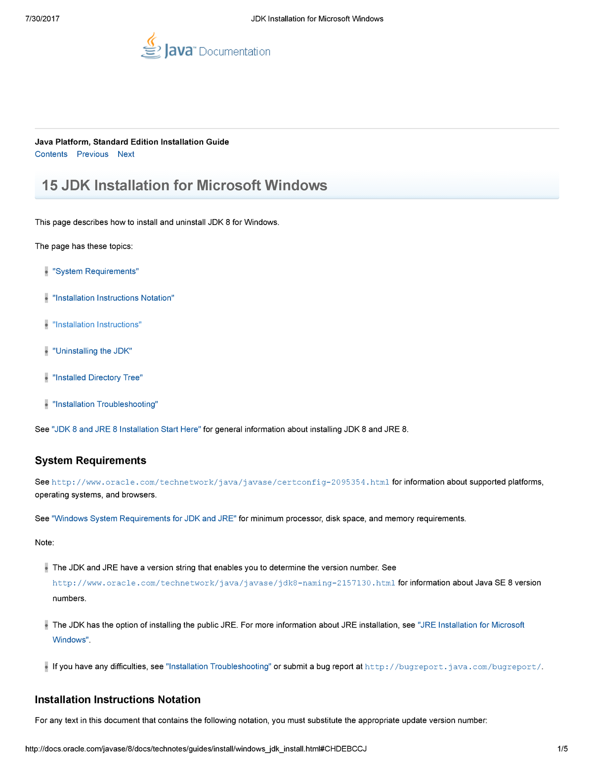 JDK Installation For Microsoft Windows - The Page Has These Topics ...