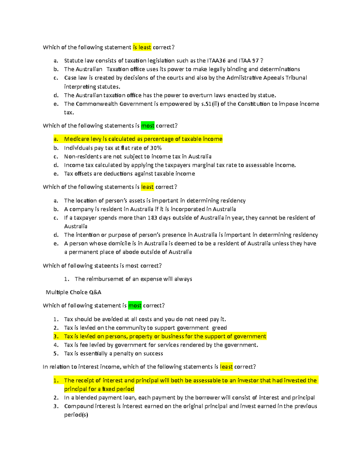 Test 1 2 April 2020, questions and answers - Which of the following ...