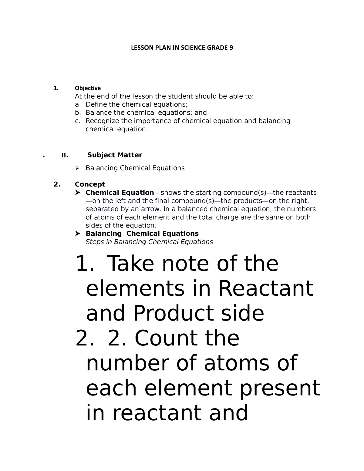 Lesson PLAN IN Science Grade 9 - LESSON PLAN IN SCIENCE GRADE 9 1 ...