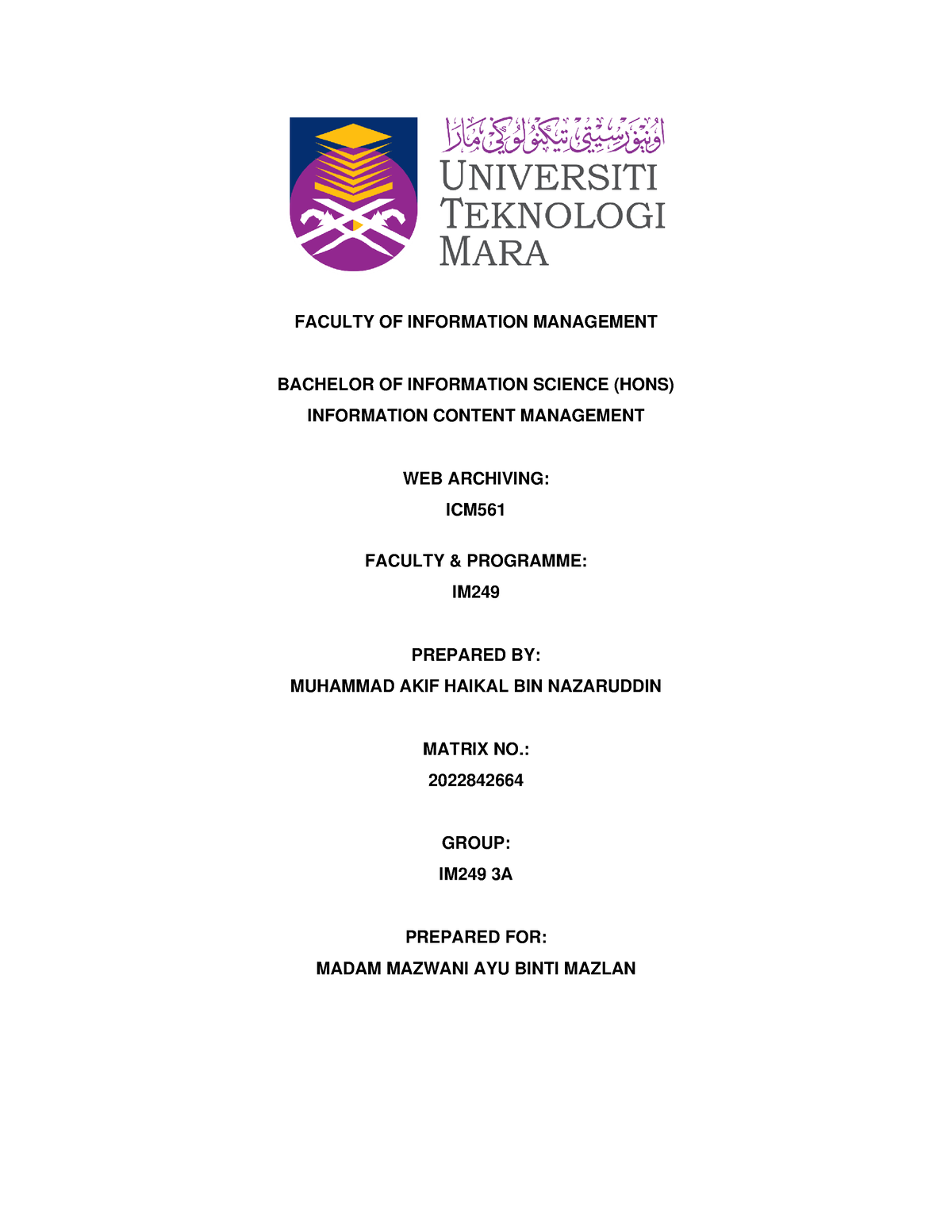 individual assignment ims654