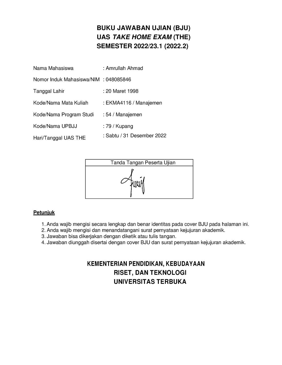 EKMA4159 Komunikasi Bisnis - BUKU JAWABAN UJIAN (BJU) UAS TAKE HOME ...