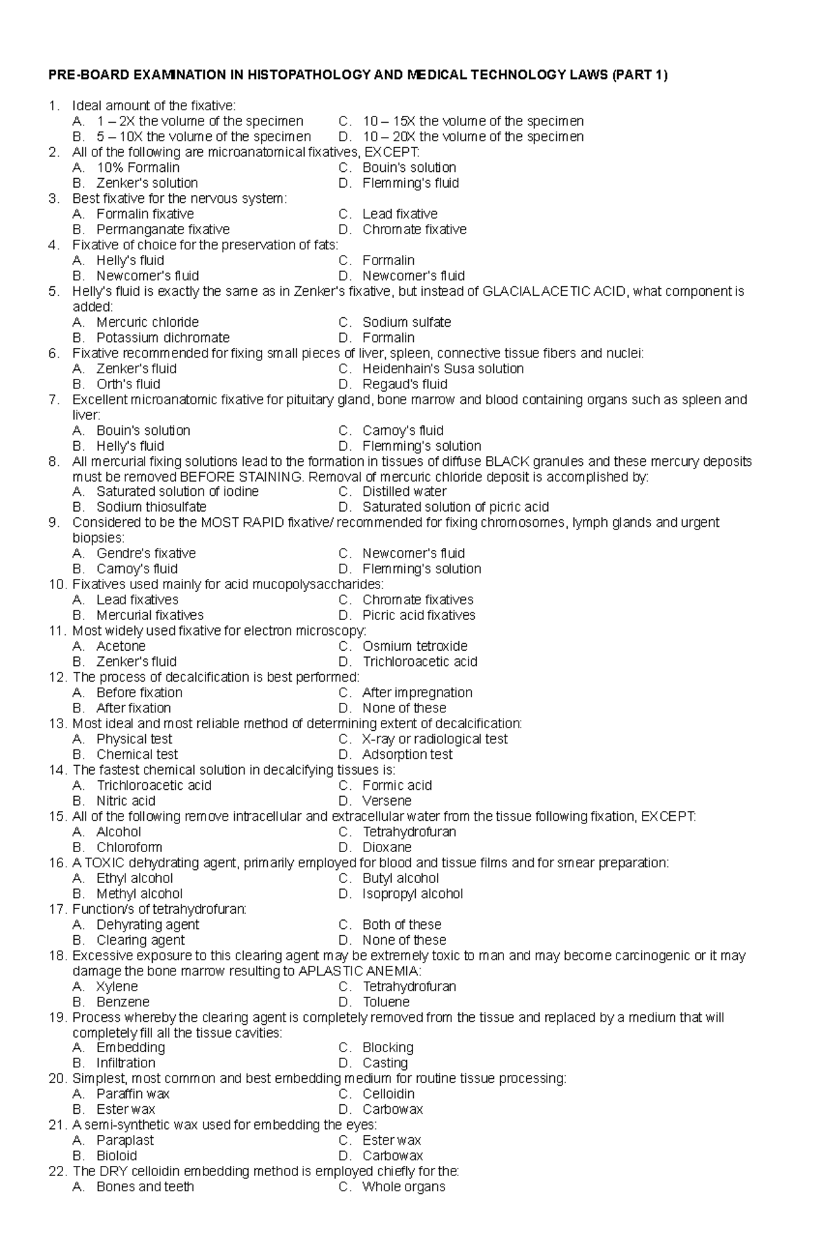 Immunohistopathology - PRE-BOARD EXAMINATION IN HISTOPATHOLOGY AND ...