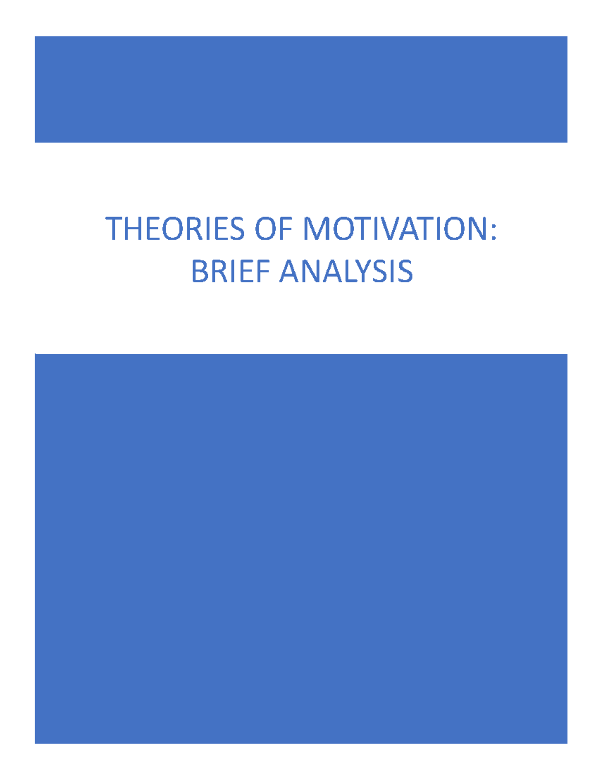 WA 3 - Theories of Motivation - THEORIES OF MOTIVATION: BRIEF ANALYSIS ...