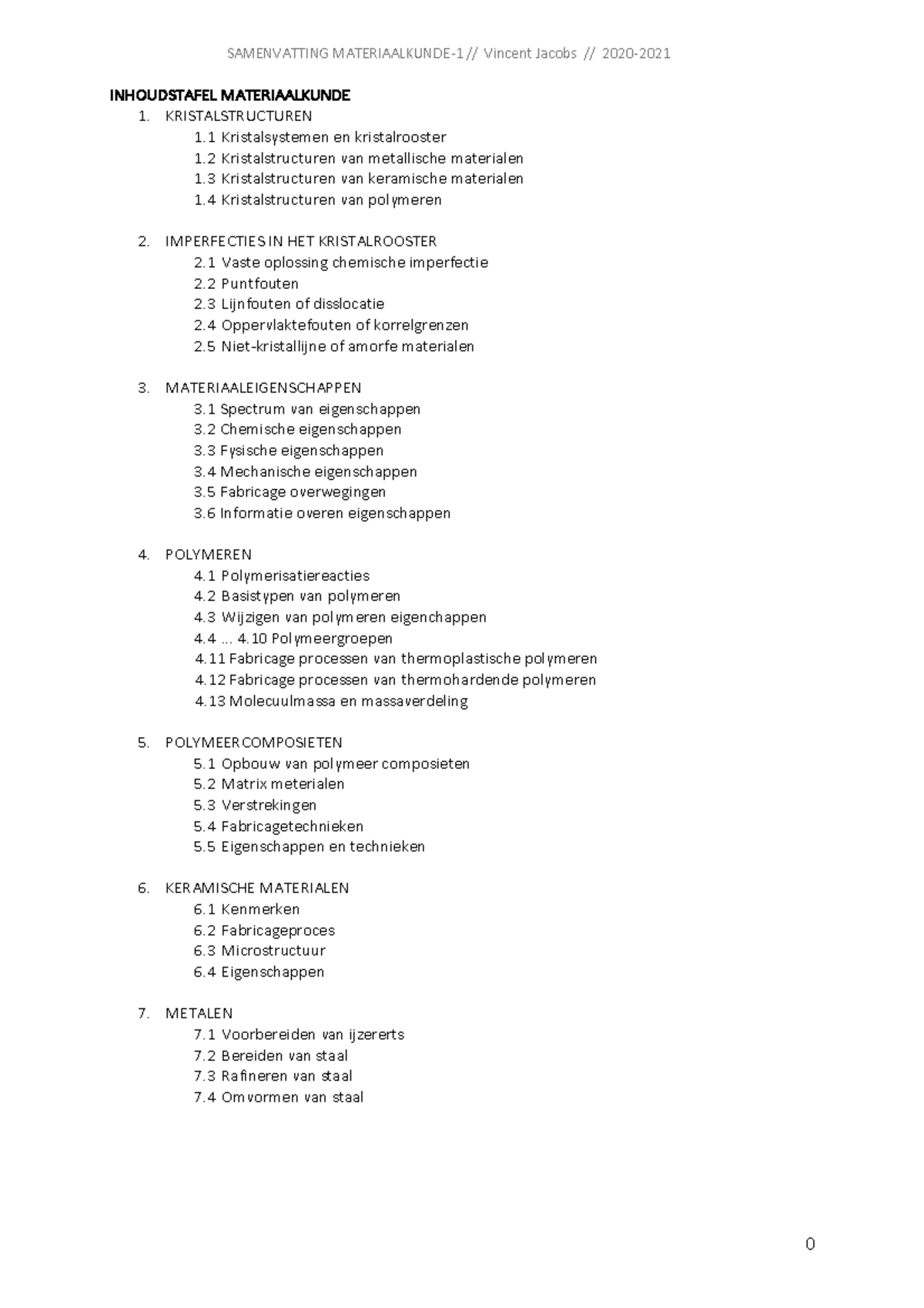 2020-2021 Samenvatting Materiaalkunde - INHOUDSTAFEL MATERIAALKUNDE 1 ...