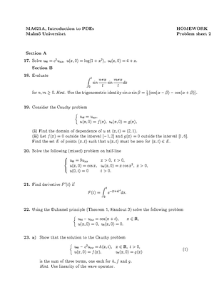 PDEhomeworks 2020-3 - MA621A, Introduction to PDEs HOMEWORK Malmö ...