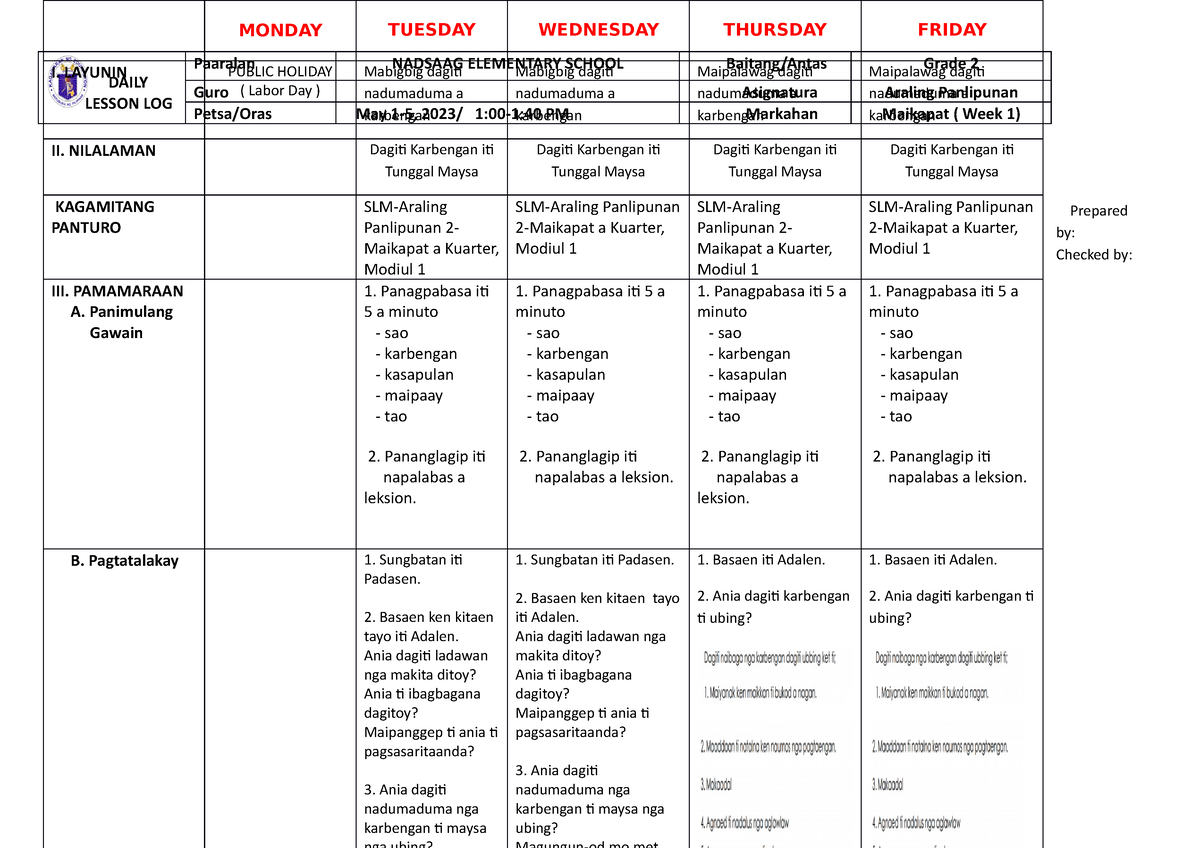 Daily- Lesson-LOG-AP-May-1-52023 - DAILY LESSON LOG Paaralan NADSAAG ...