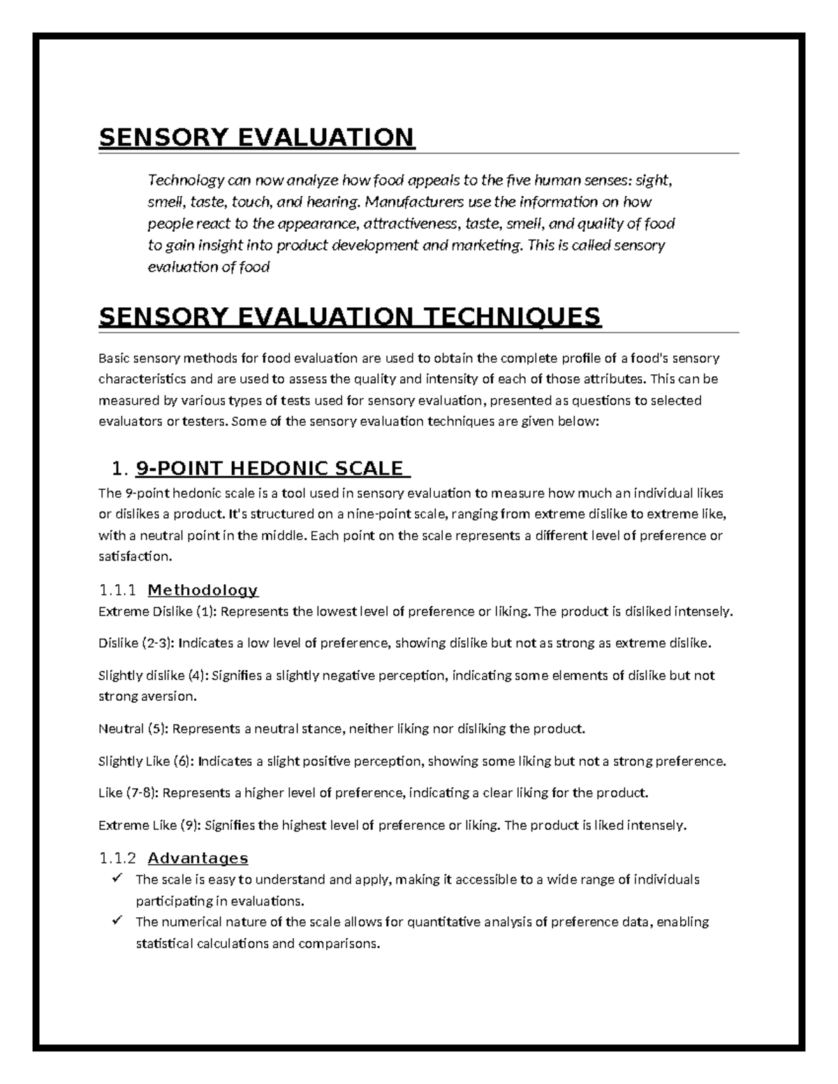 Sensory assign - SENSORY EVALUATION Technology can now analyze how food ...