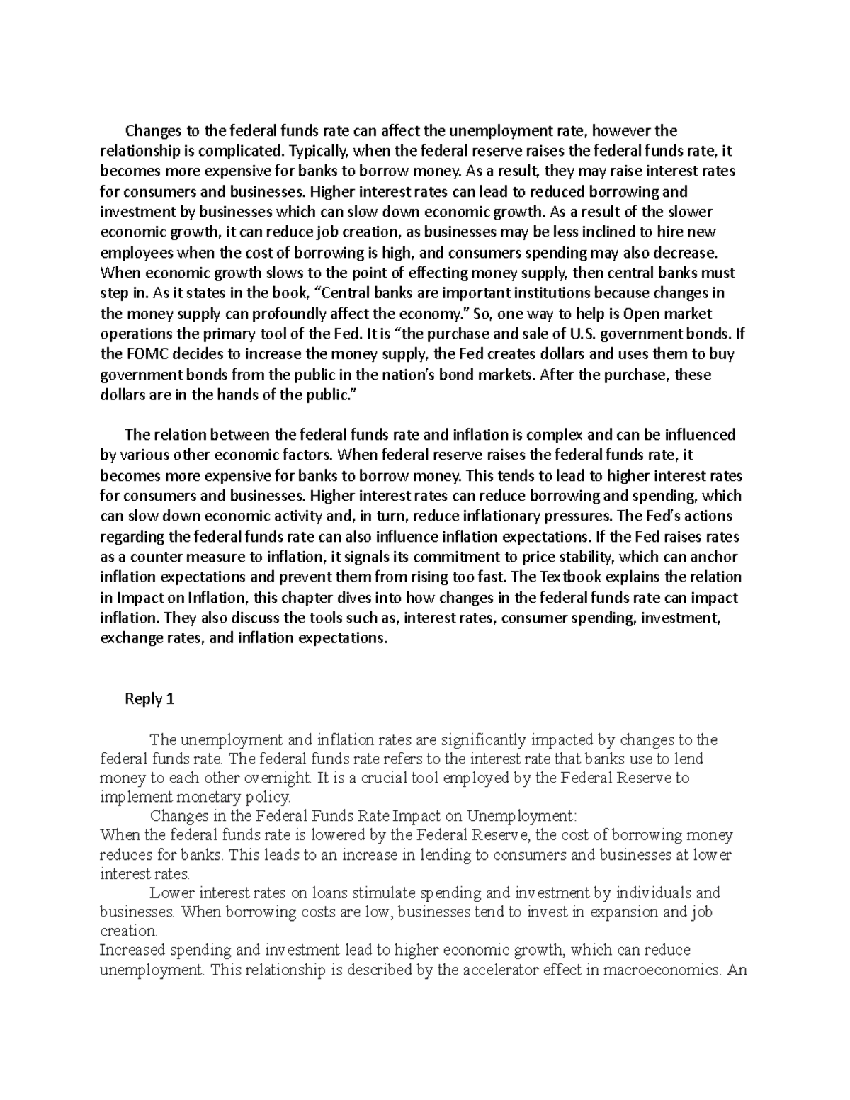 4-2 Discussion- Monetary System - Changes to the federal funds rate can ...