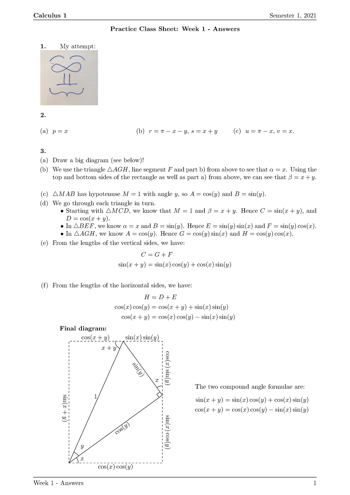 Calculus Practical 1 Answer - Calculus 1 Semester 1, 2021 Practice ...