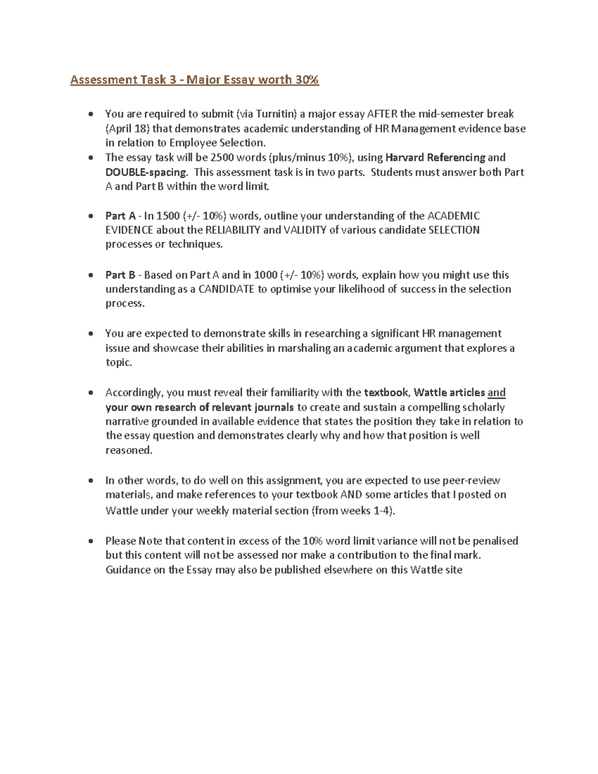 Task description for major essay in 2022 - Assessment Task 3 - Major ...