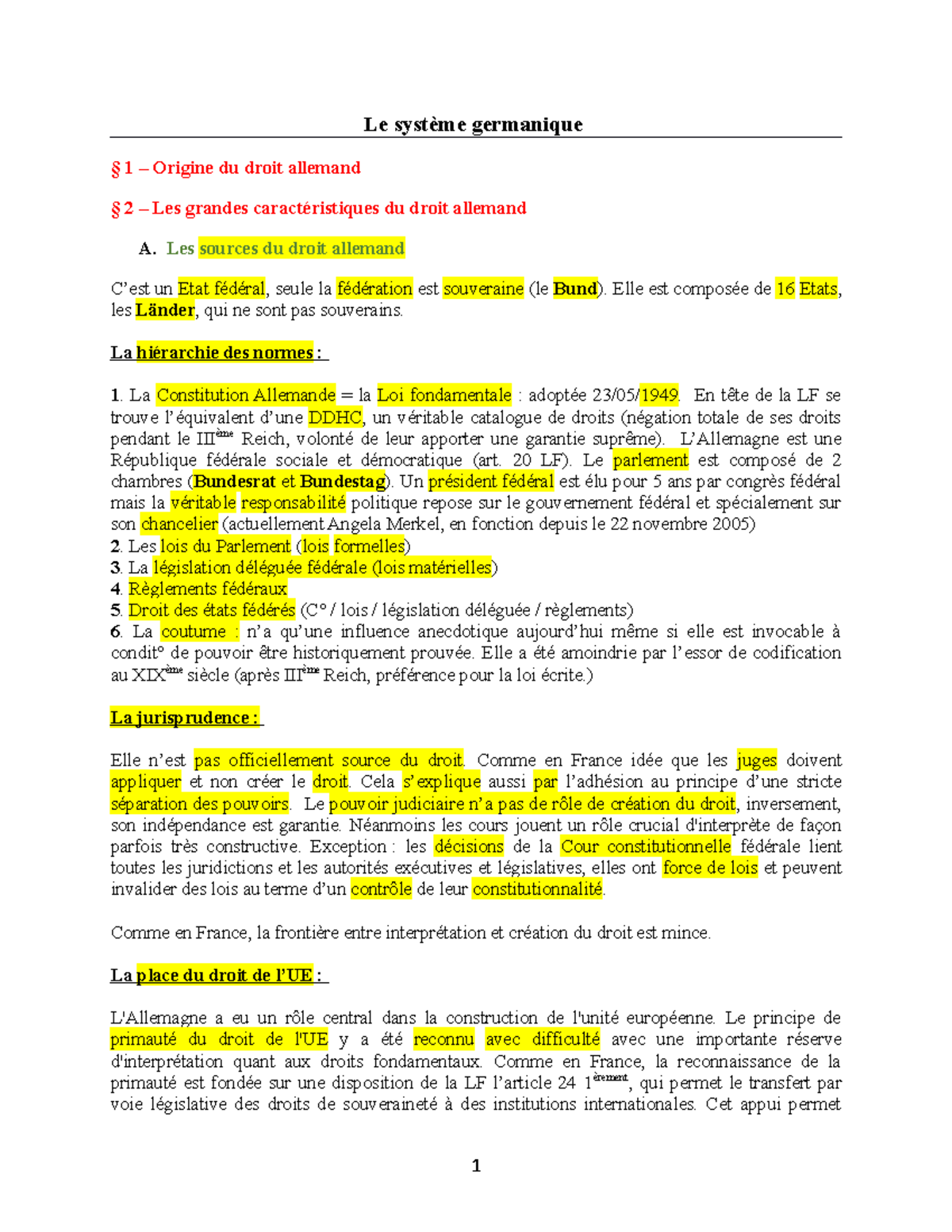 Intro droit comparé fiches Le système germanique § 1 Origine du