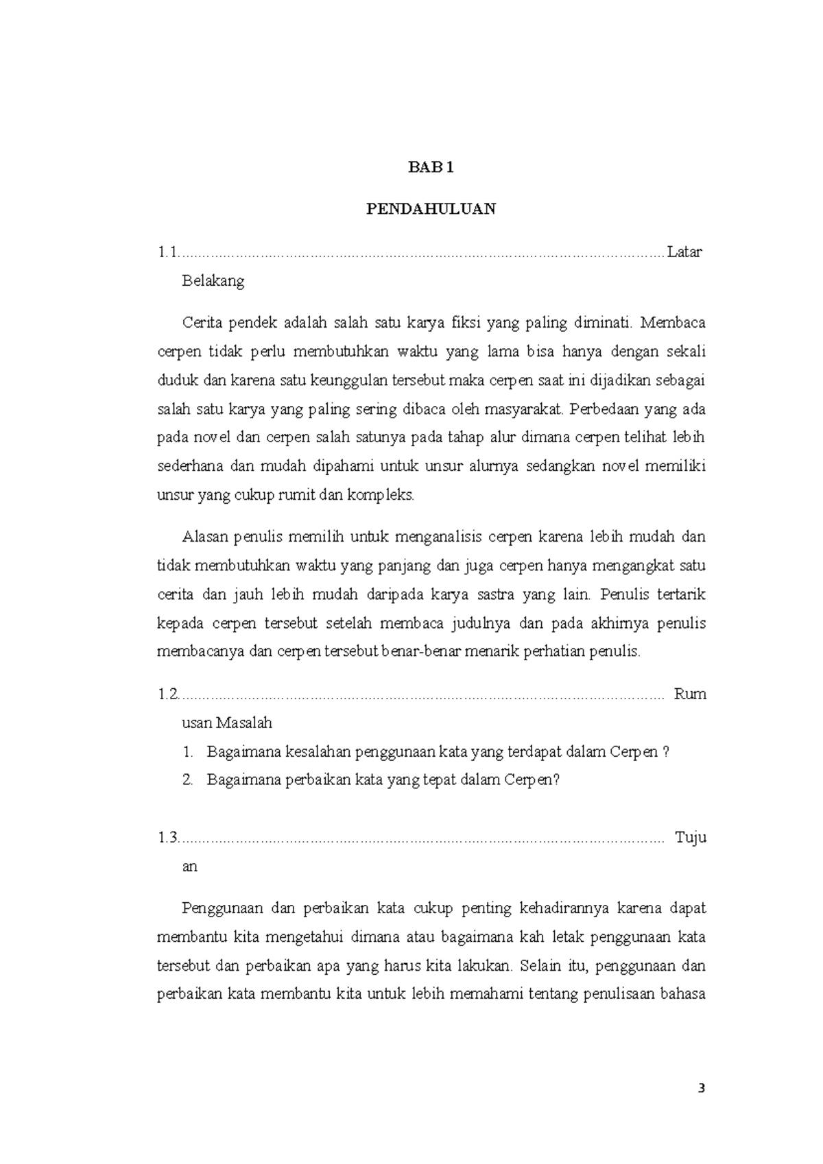 Tugas Penyuntingan Pada Cerpen - BAB 1 PENDAHULUAN - Studocu