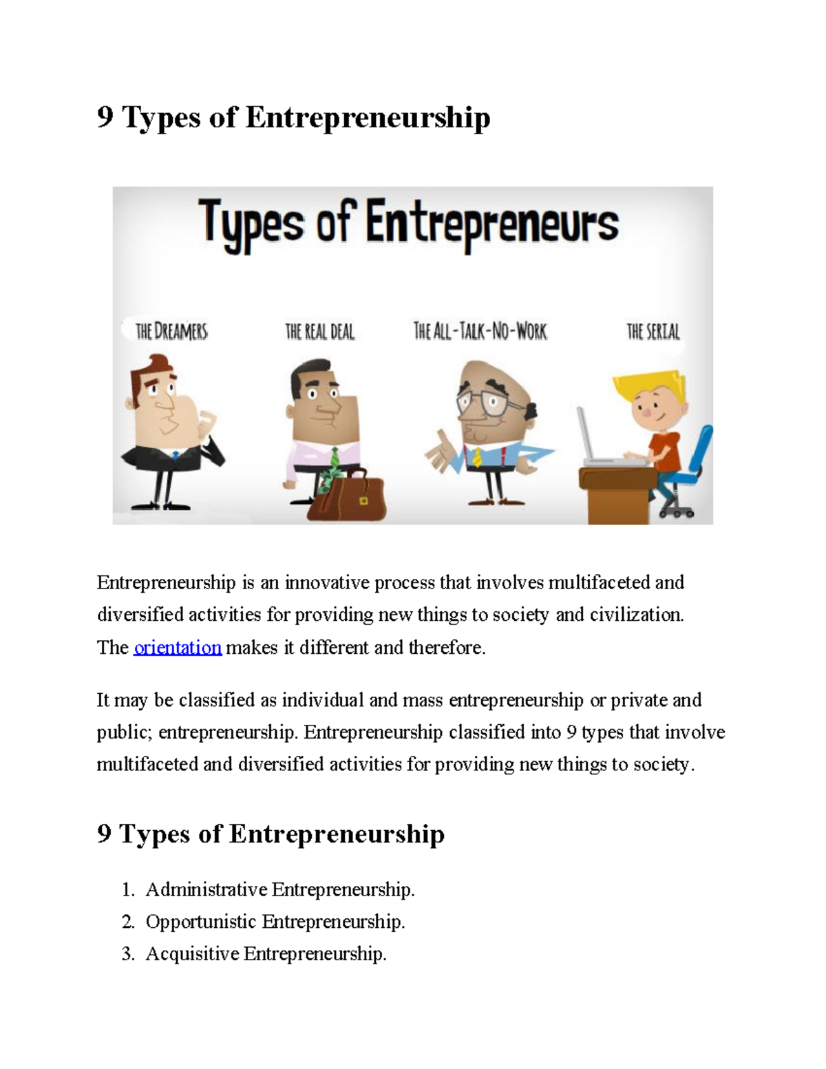 9 Types Of Entrepreneurship 9 Types Of Entrepreneurship