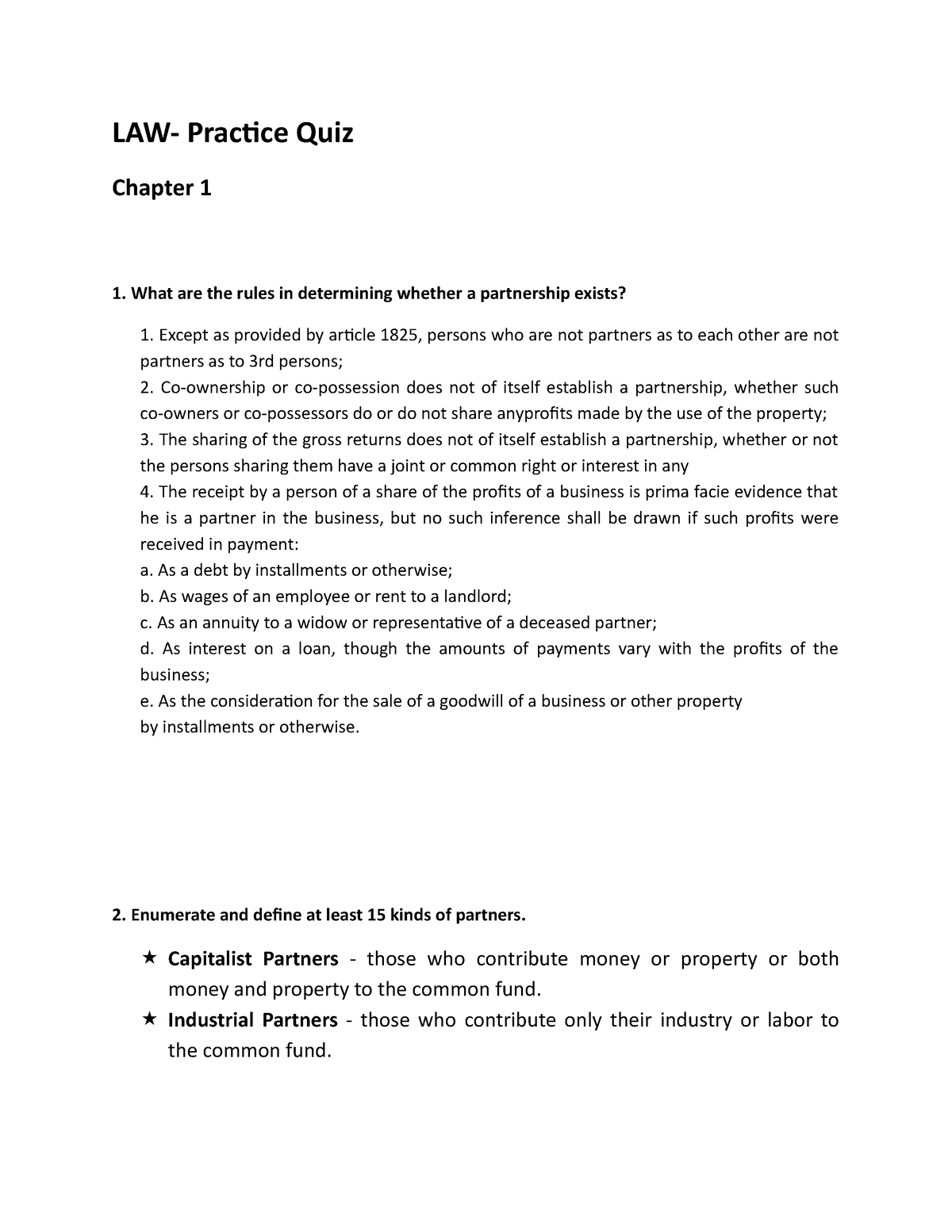 LAWS-practice Quiz - Law Practice Quiz - LAW- Practice Quiz Chapter 1 ...