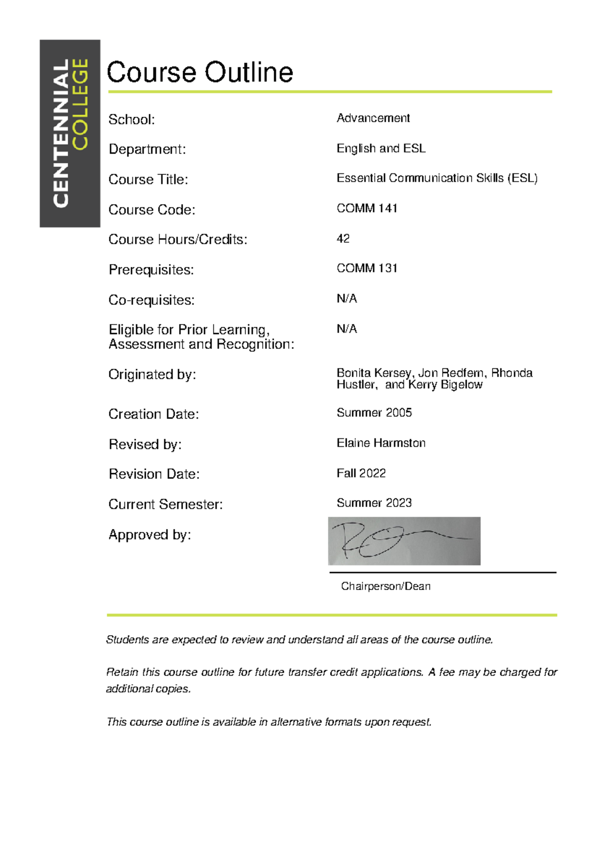 COMM 141 014 - information - COMP-116 - Centennial College - Studocu