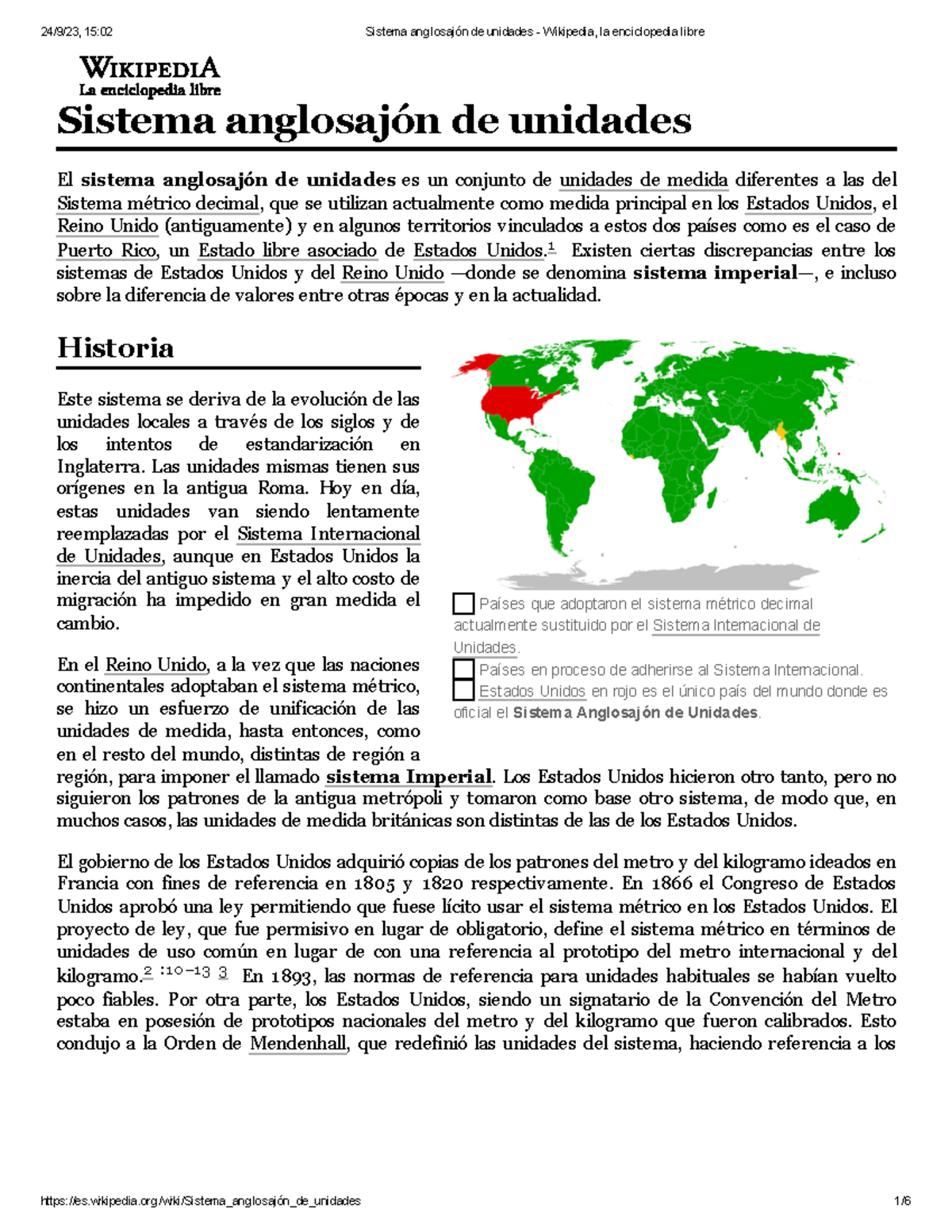 Sistema Anglosajón De Unidades Wikipedia La Enciclopedia Libre Países Que Adoptaron El