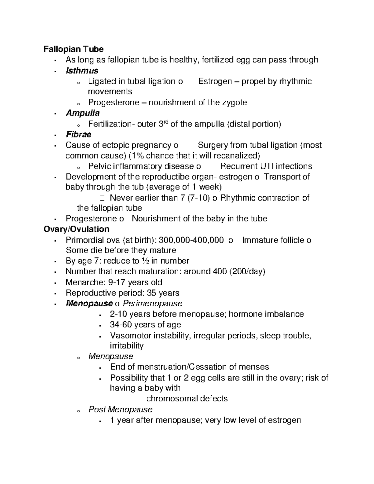 Fallopian Tube - summary - Fallopian Tube • As long as fallopian tube ...