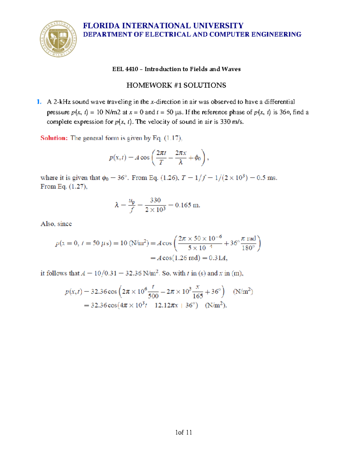 HW1 Solutions Online-2 - DEPARTMENT OF ELECTRICAL AND COMPUTER ...