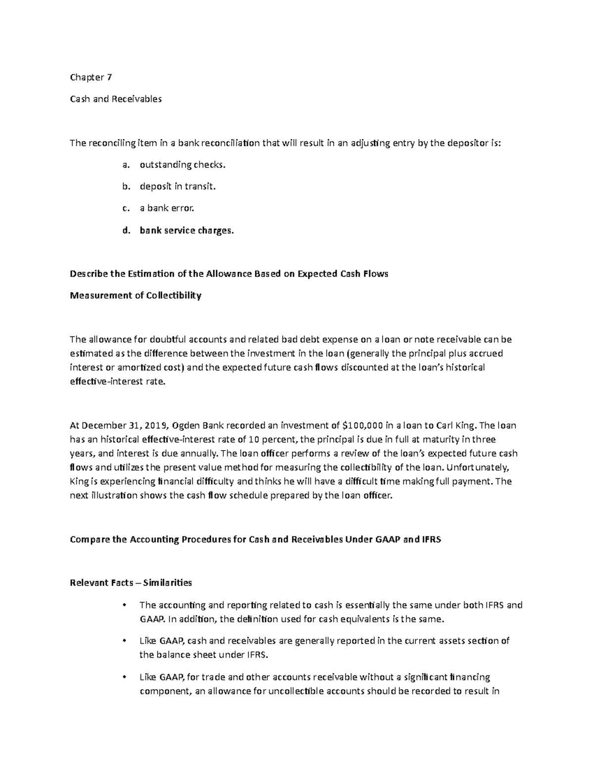 Chapter 7 Lecture Notes 8 - Chapter 7 Cash and Receivables The ...