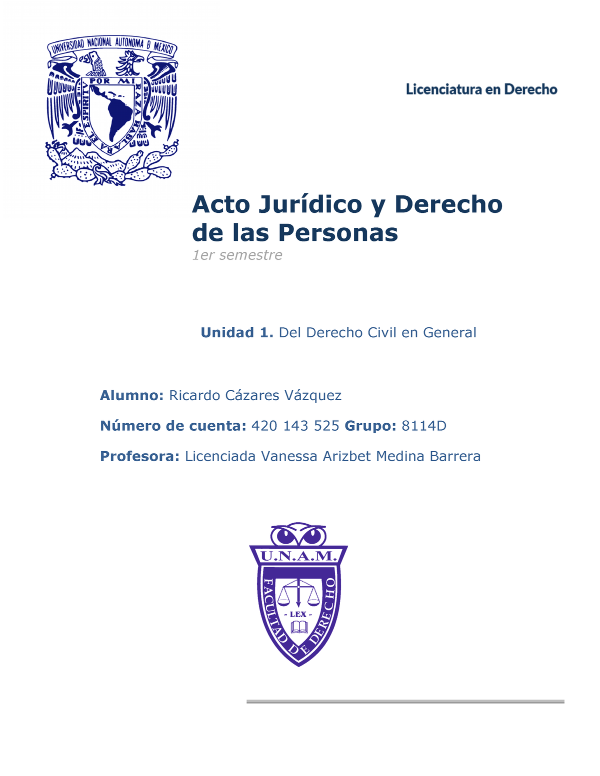 U1Act Jur 2 Entregado - Actividad - Acto Jurídico Y Derecho De Las ...