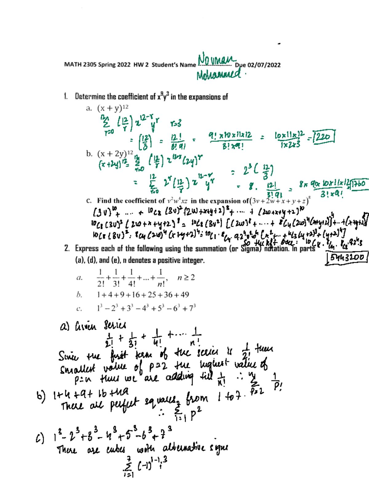 Math+2305+HW+2 - Math 2305 Homework with answers - Norman Mohammed ...