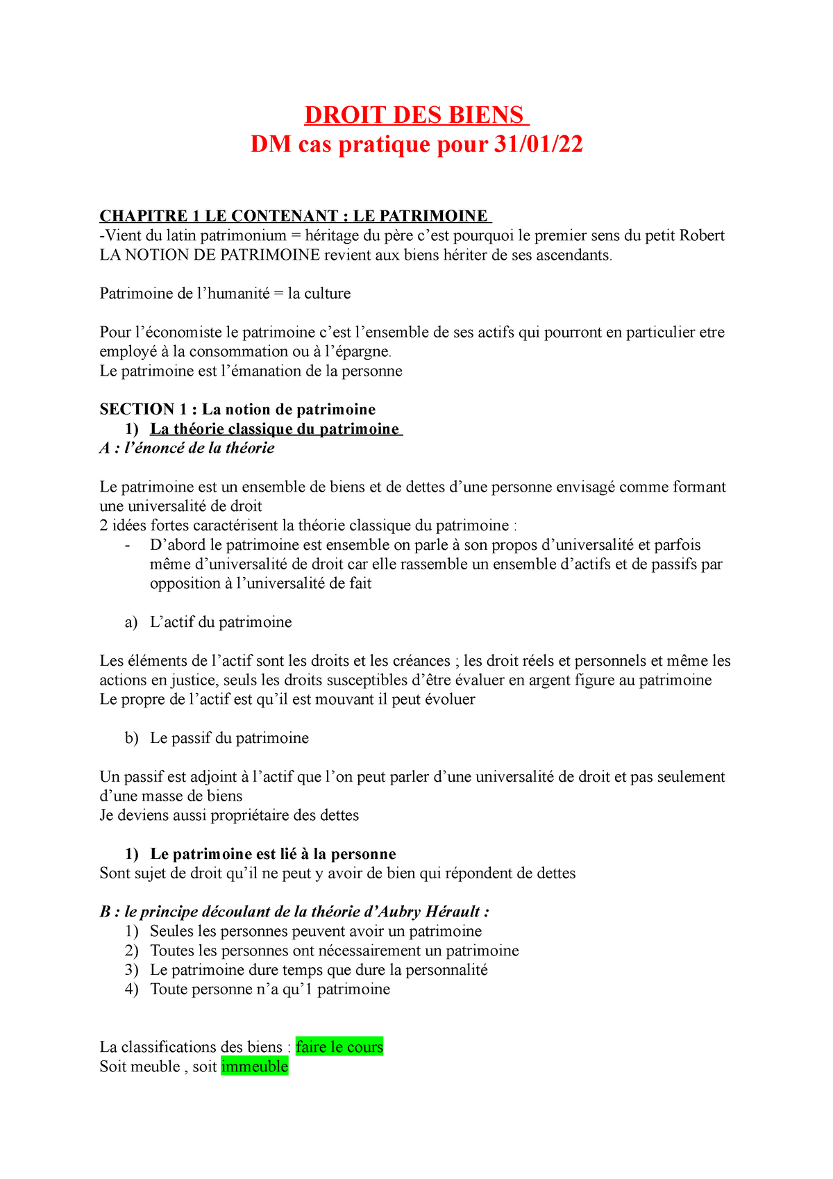 sujet dissertation droit des biens