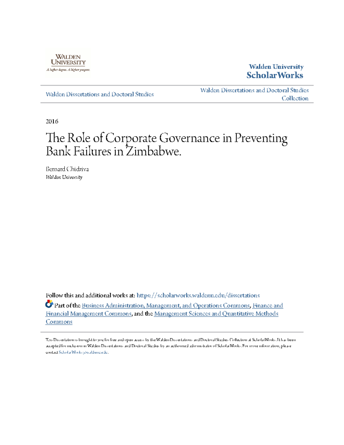 The Role of Corporate Governance in Preventing Bank Failures in Z ...
