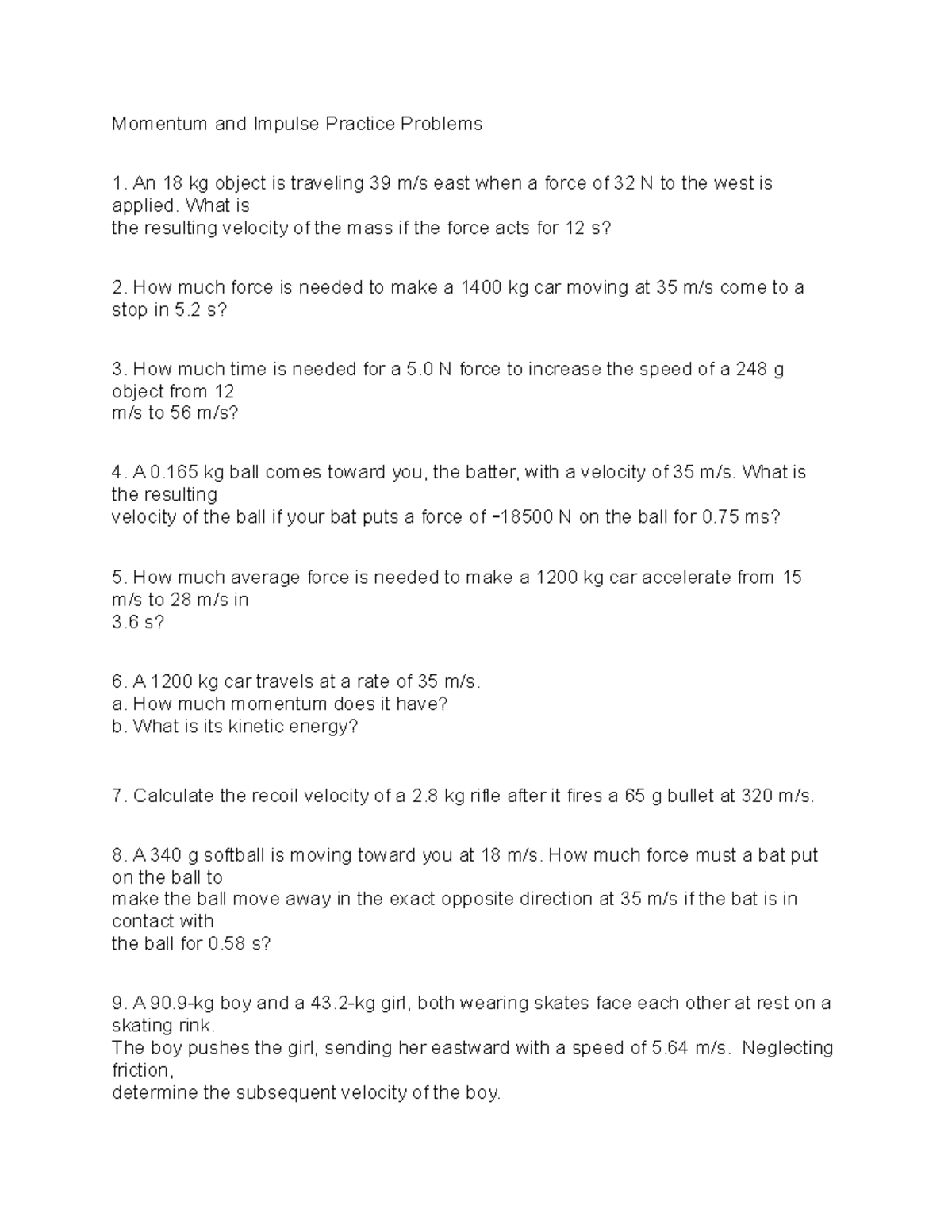 physics-30-practice-materials-momentum-and-impulse-practice