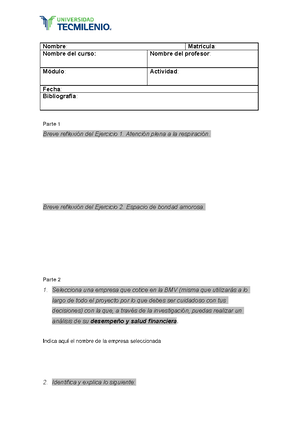 Evidencia 1 de planeacion estrategica - Nombre : Matrícula : Nombre del ...