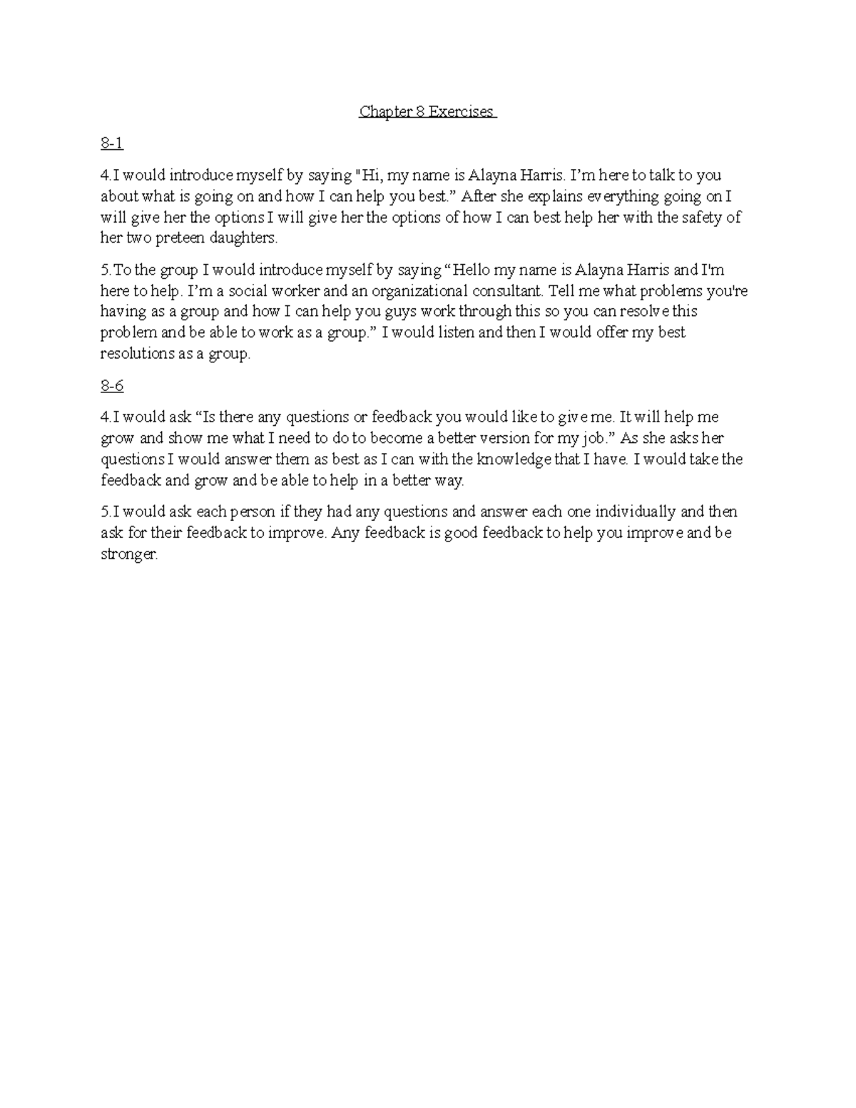 Chapter 8 exercises - helping with exams and finals - Chapter 8 ...