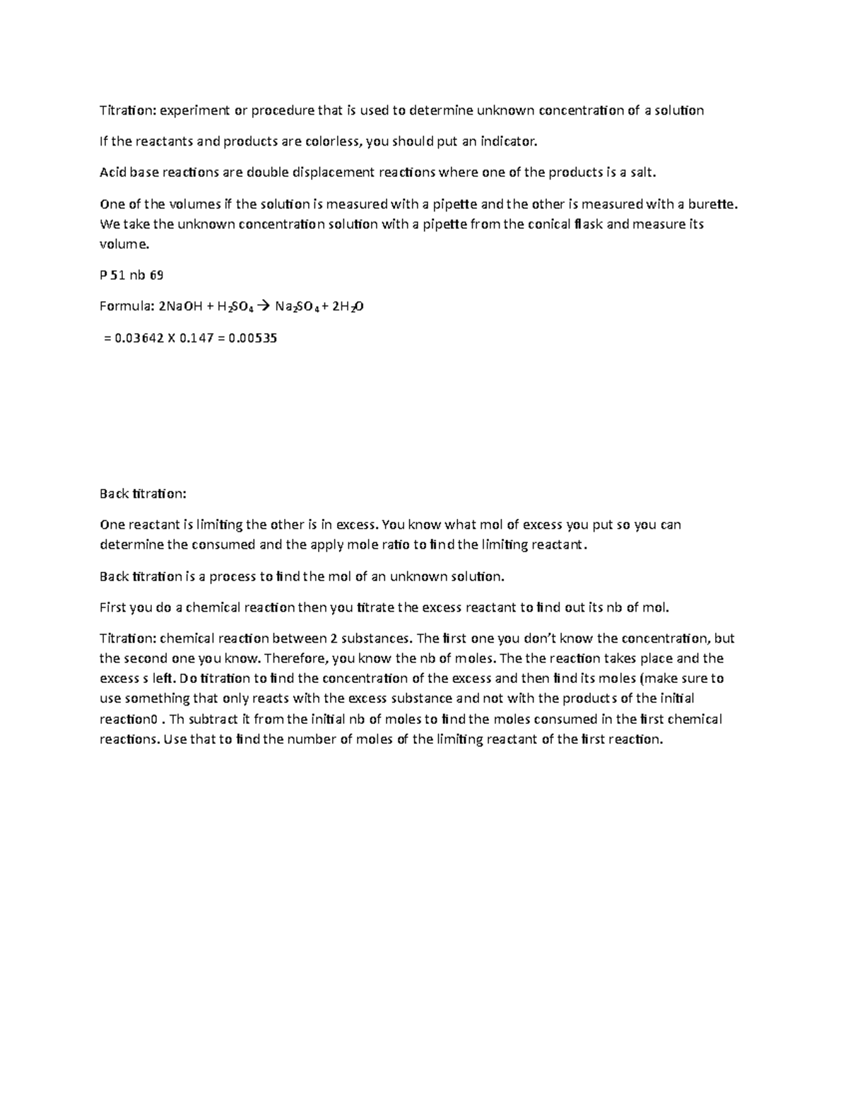 Back Titration - jbouh - Titration: experiment or procedure that is ...