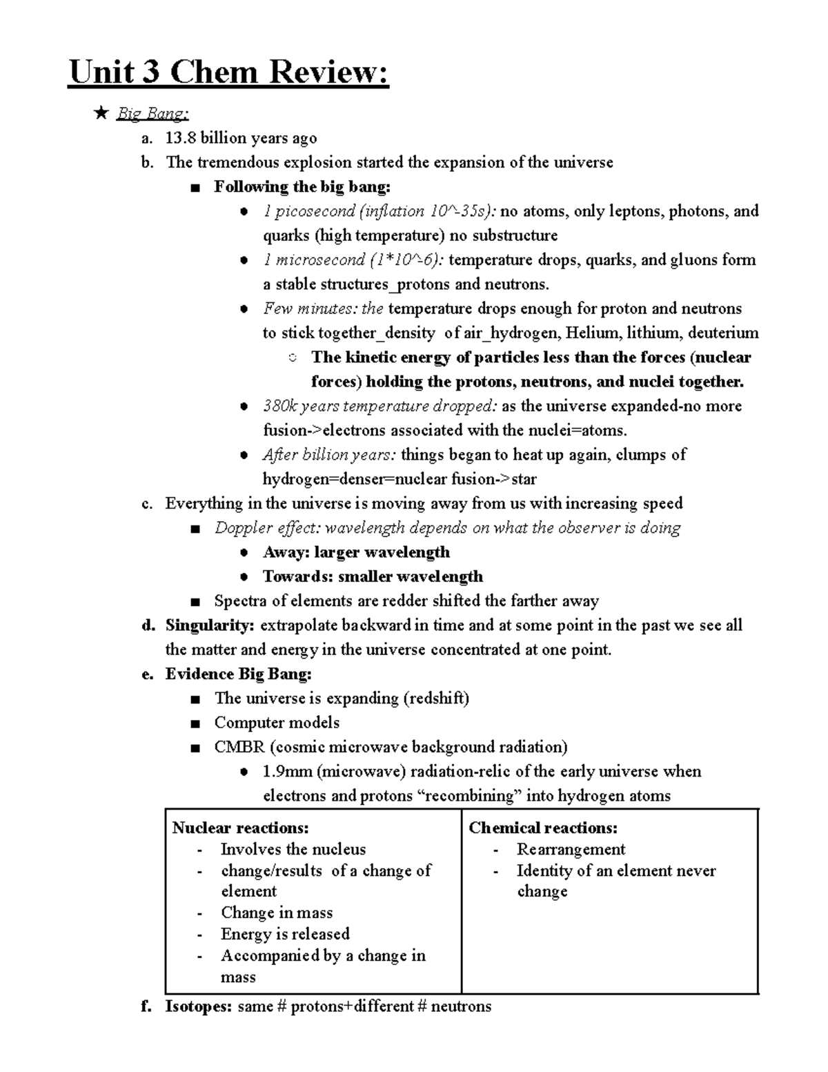 CEM 141 Review Unit 3 - The Idea That The Structure Of Atoms Determines ...