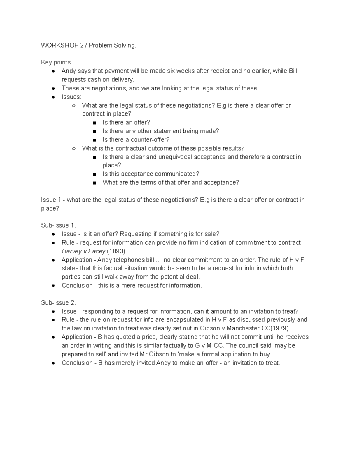 Workshop 2 Problem Solving - WORKSHOP 2 / Problem Solving. Key points ...