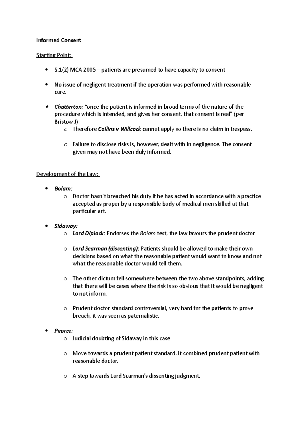 Informed Consent Revision - Informed Consent Starting Point: S(2) MCA ...