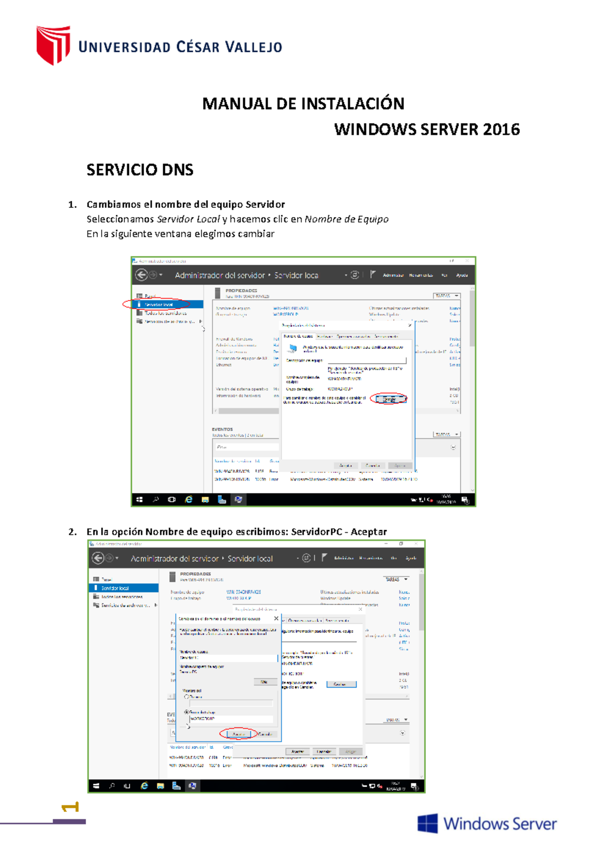 Instalación DNS - MANUAL DE INSTALACIÓN WINDOWS SERVER 2016 SERVICIO ...