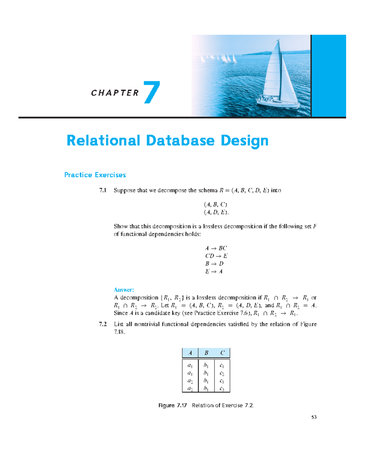 7 - korth solns - C H A P T E R 7 Relational Database Design Pra ti e ...