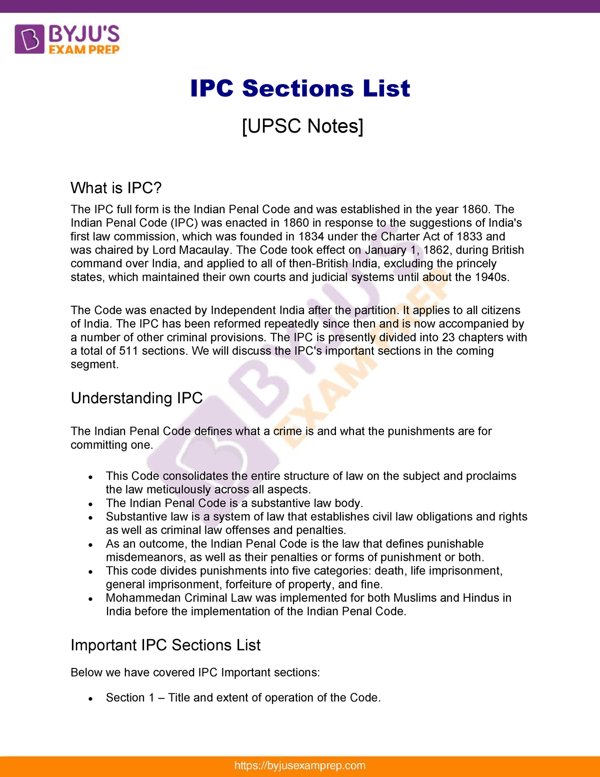 Ipc Sections List Upsc Notes 71 - IPC Sections List [UPSC Notes] What ...