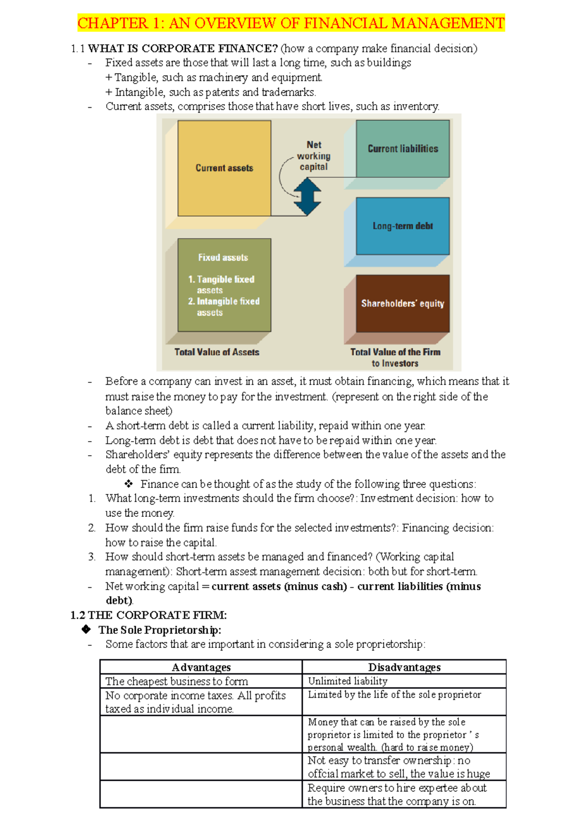 Chapter 1 - CHAPTER 1: AN OVERVIEW OF FINANCIAL MANAGEMENT 1 WHAT IS ...