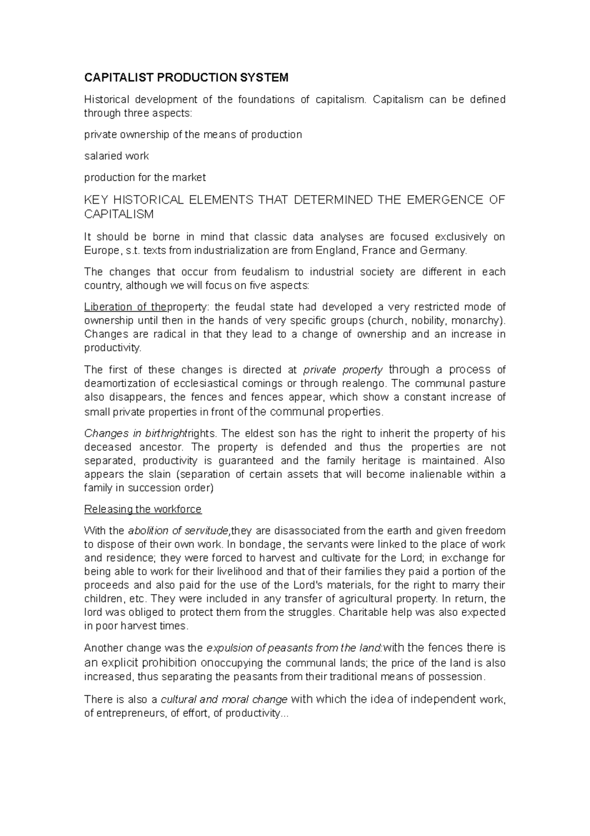Capitalist Production System - CAPITALIST PRODUCTION SYSTEM Historical ...