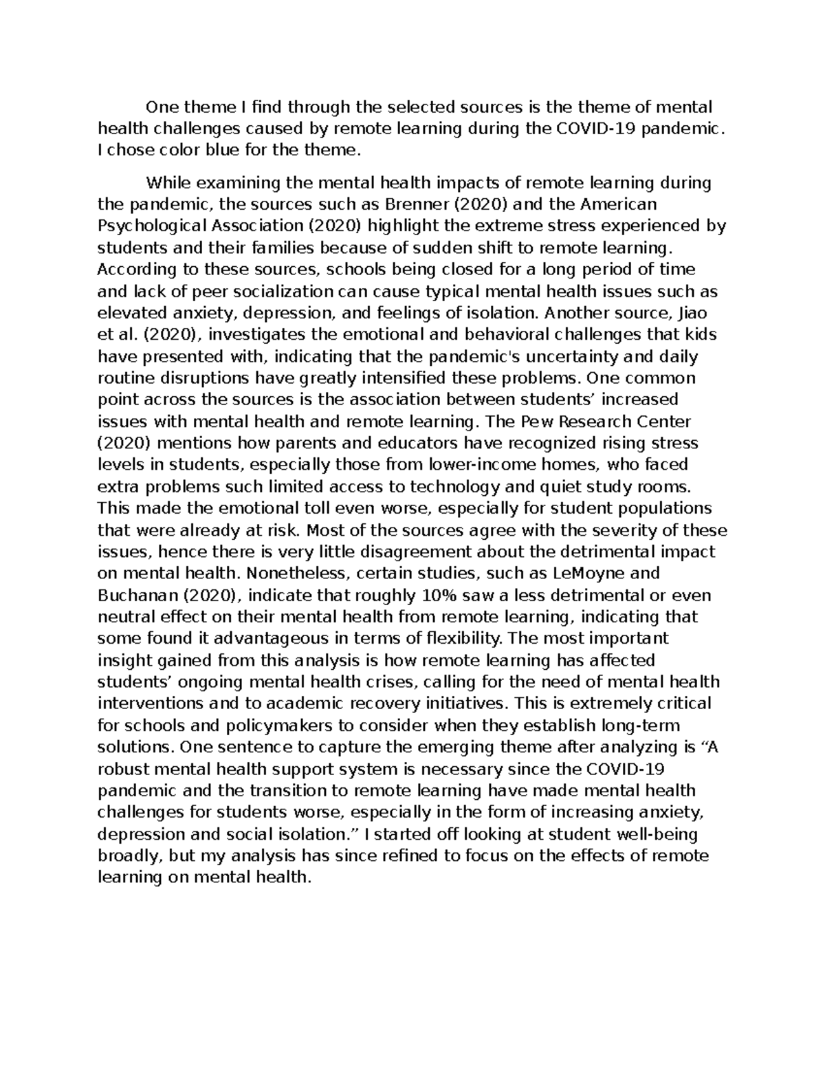 P2.4 Reading Sources and Identifying Themes - One theme I find through ...