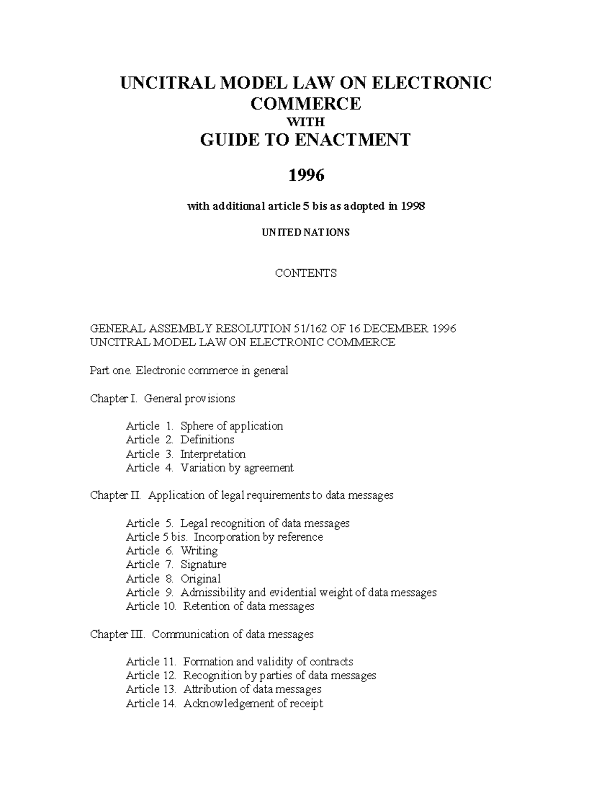 MLEC - UNCITRAL MODEL LAW ON ELECTRONIC COMMERCE WITH GUIDE TO ...