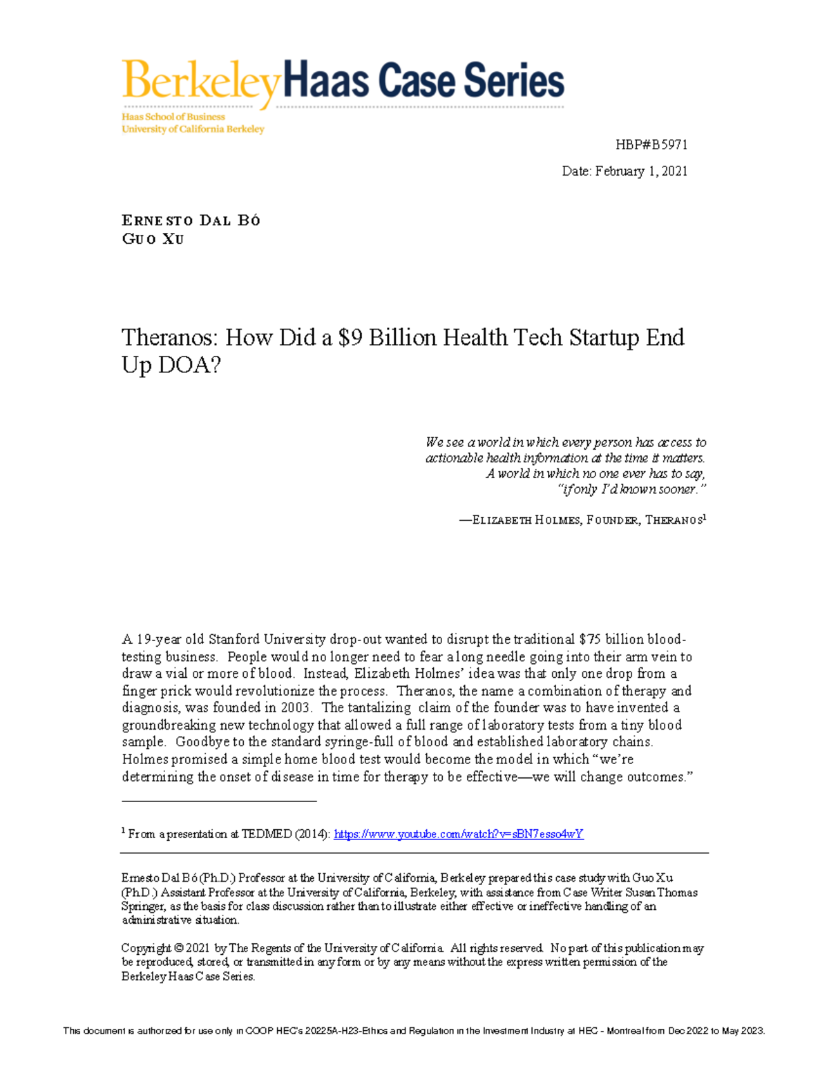 theranos case study pdf